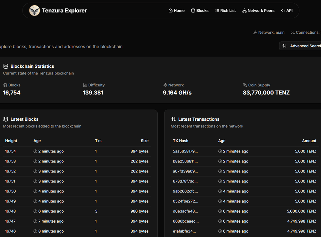 Tenzura Block Explorer